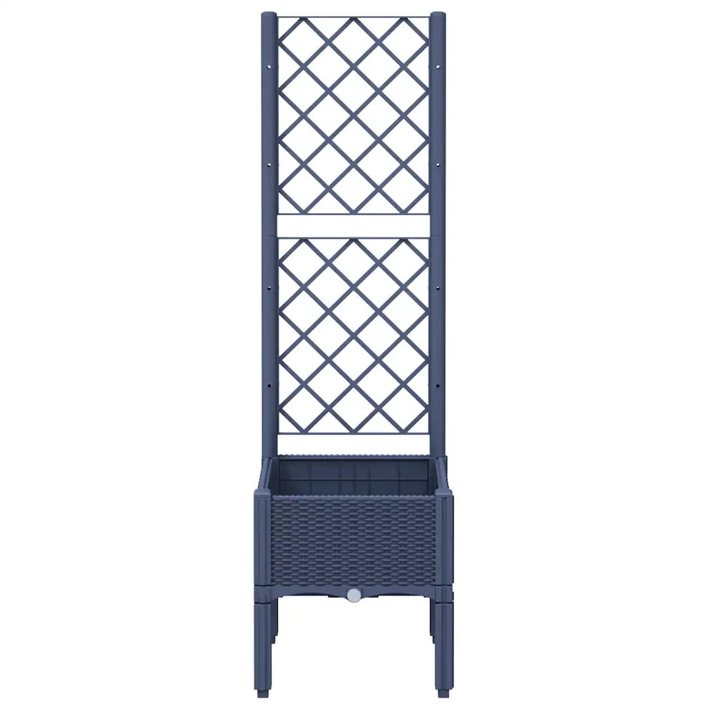 Fioriera Giardino con Traliccio-Vaso da Esterno-Contenitore per Piante Grigio Blu 40x40x142 cm PP