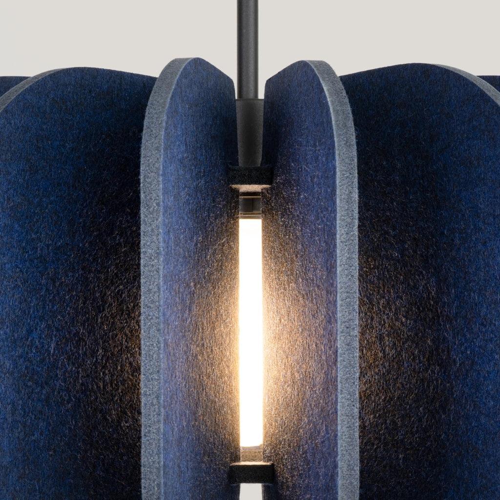 Lampada a sospensione BARDEO in feltro blu Ø45 E27 15W Pure Lume
