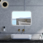 Specchio da bagno Rettangolare con 90x60cm,Memoria,Regorabile,Retroilluminato,doppio interruttore,HD temperato