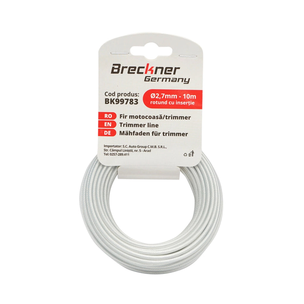 Filo tondo con inserto metallico per decespugliatore 2,7mmx10m Breckner Germany