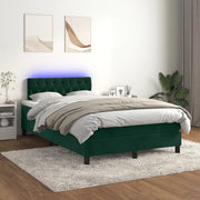 Letto a Molle con Materasso e LED Verde Scuro 120x200cm Velluto 3134576