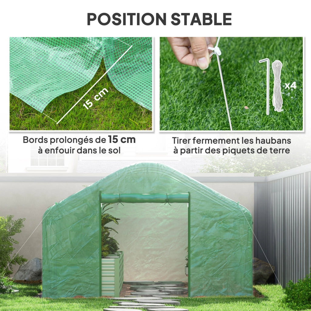 Serra da giardino 4x3x2m ¨C Xylo ¨C porte arrotolabili, finestre grandi, verde