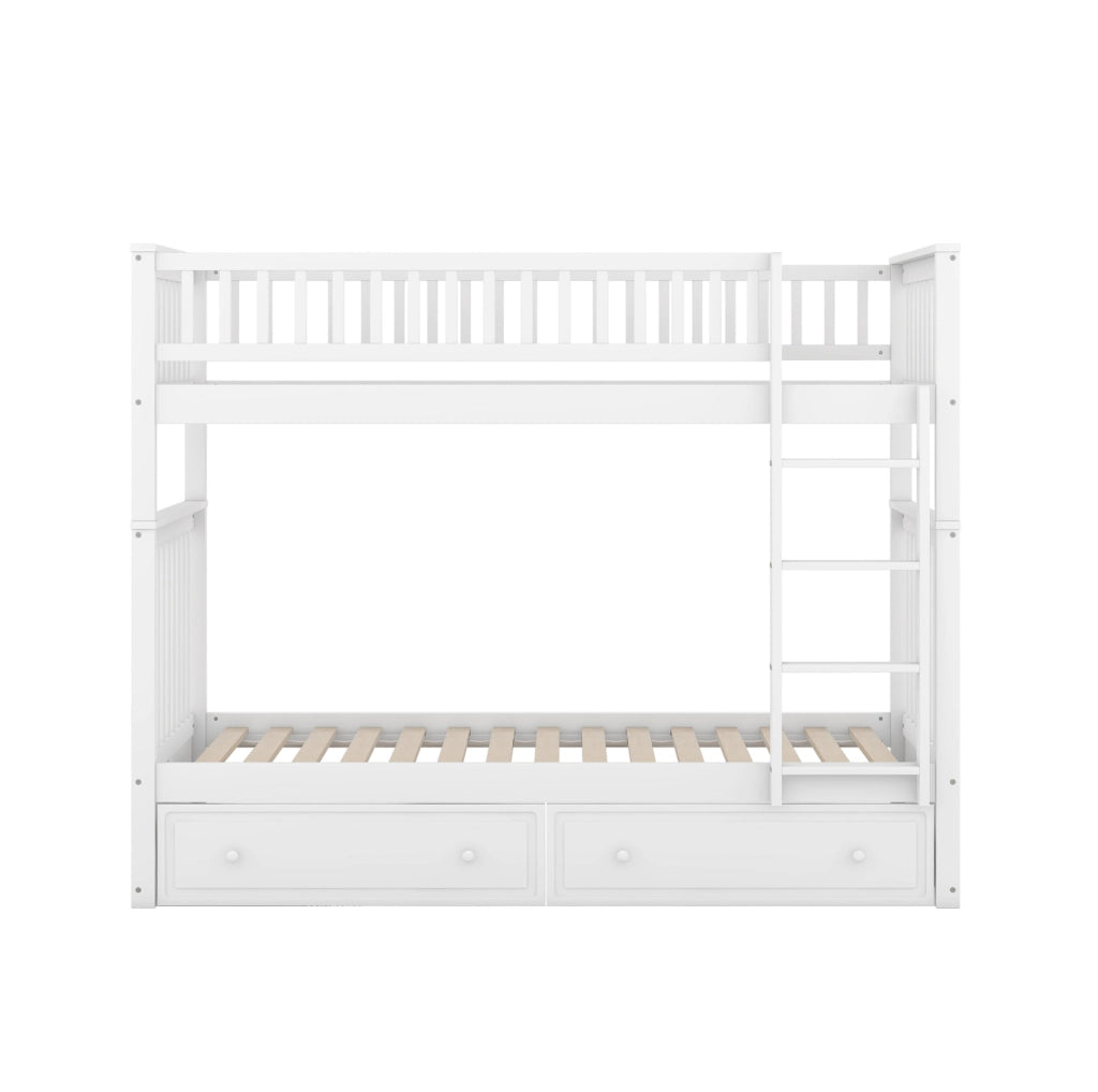 Letto a castello trasformabile 90x200 cm bianco con cassetti