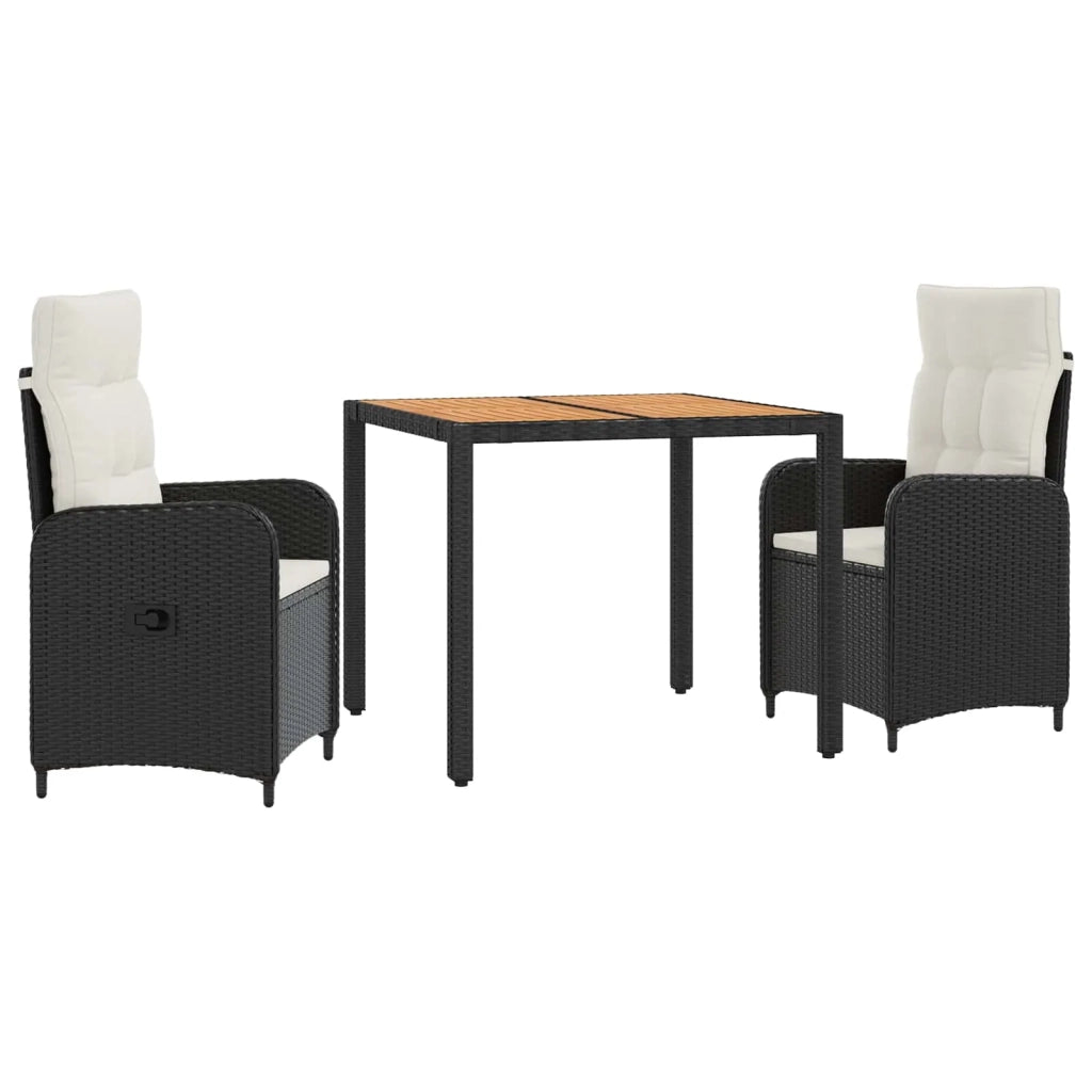 Set da pranzo per esterni 3 pz Nero e Bianco Crema 3422264