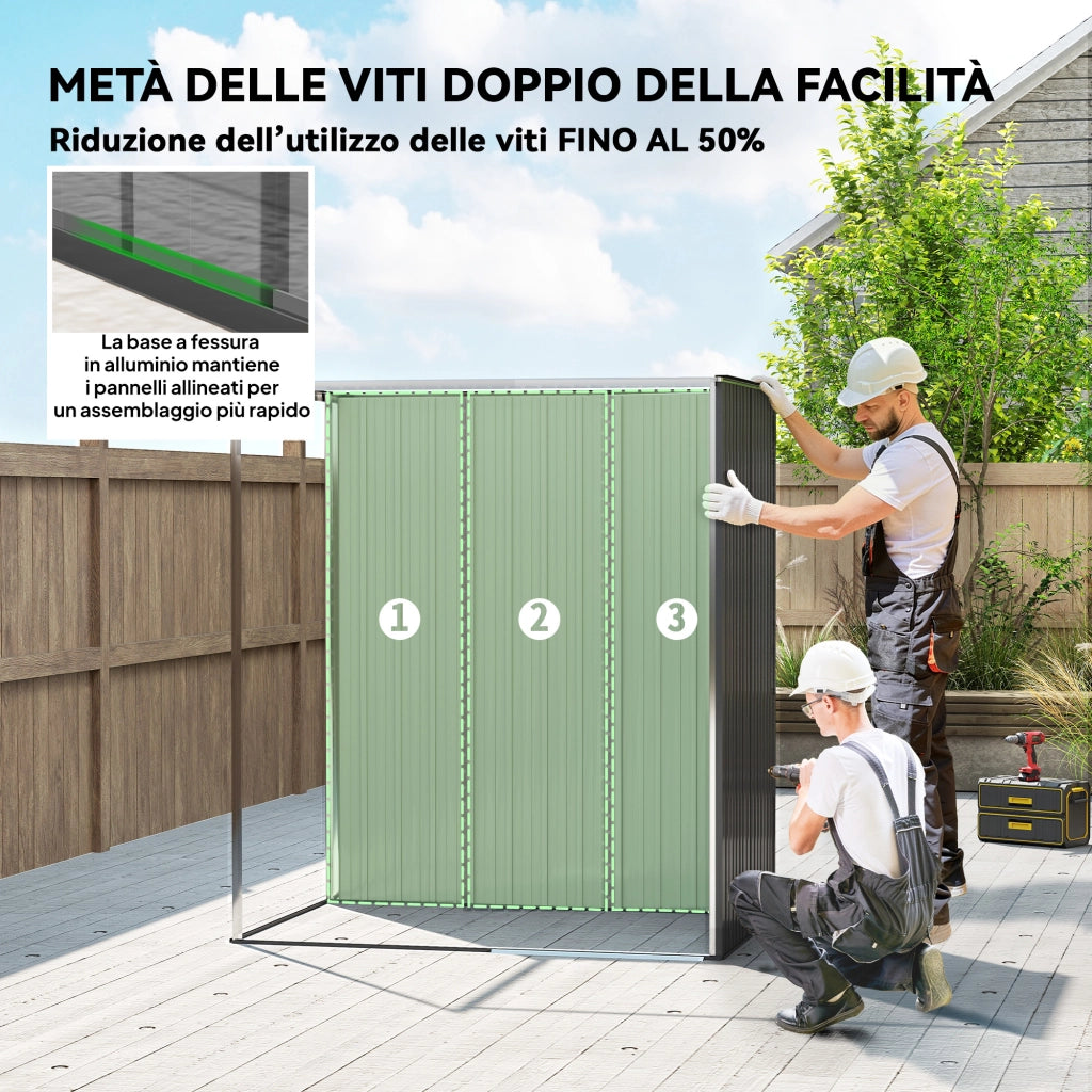 Casetta da Giardino in Metallo ¨C zephmum ¨C Grigio Scuro 159x106x181 cm