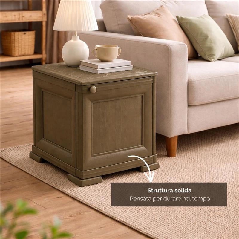 MOBILE 1 MODULO WENGÉ 40X43X46 CM CON ANTA FINITURA LEGNO – CONTENITORE COMPATTO SALVASPAZIO PER ZONA LIVING E INGRESSO