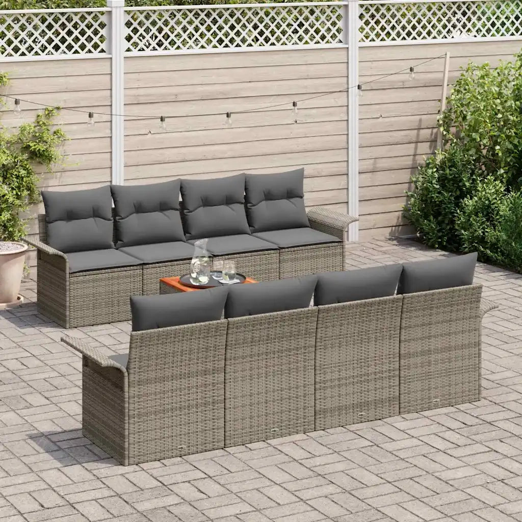Set Divano da Giardino 9 pcs Grigio polyrattan 3355969