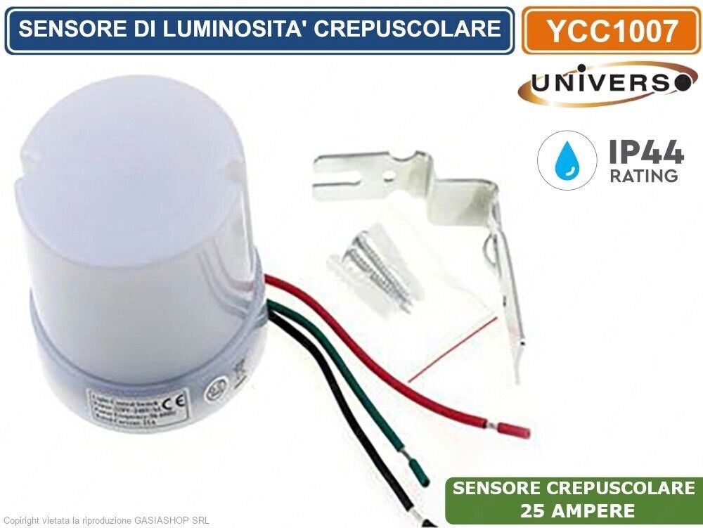 Sensore crepuscolare per lampade faretti 25A interno esterno interruttore IP44