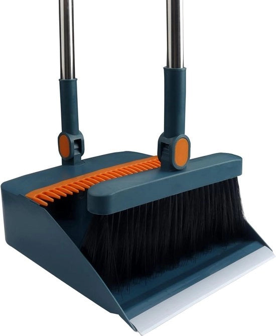Set di spazzole - spazzola blu in acciaio inossidabile con cestino e denti per spazzolare - leggero e pratico - facile da installare e da riporre per la pulizia del pavimento