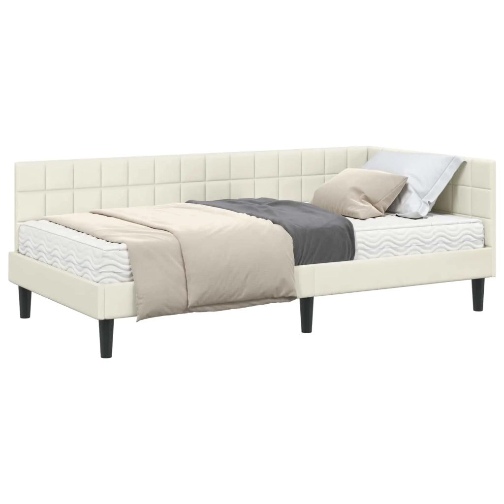 Struttura Letto Angolare con Materasso 2 pcs Crema Velluto 3393985