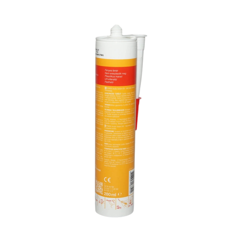 Silicone acrilico bianco sigillante verniciabile 280 ml – Acrylic Sealant 636 Penosil