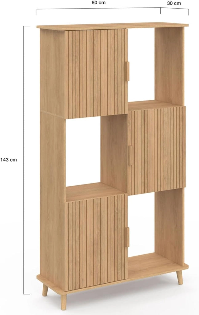 6 ripiani JULIETTE con doghe in legno color rovere e armadietto