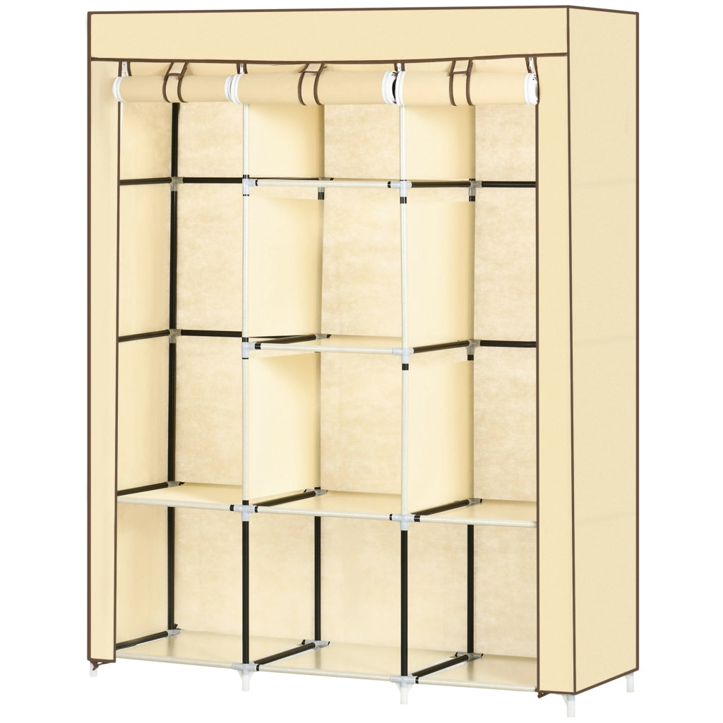 Armadio in Tessuto ¨C zephmum ¨C 8 Ripiani, 2 Appendiabiti, Beige