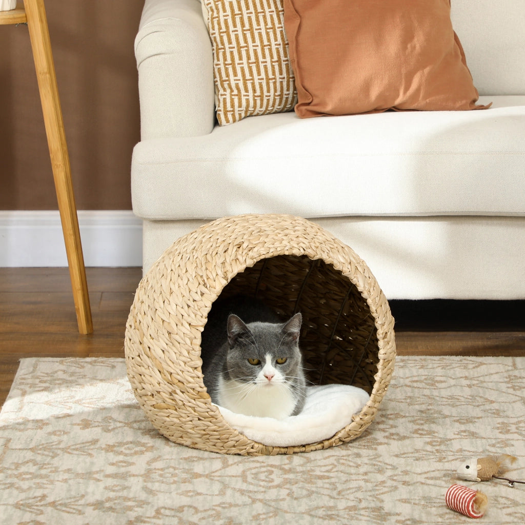 Cuccia per gatti con cuscino morbido in vimini ¨C Xylo ¨C 45x41x37 cm marrone