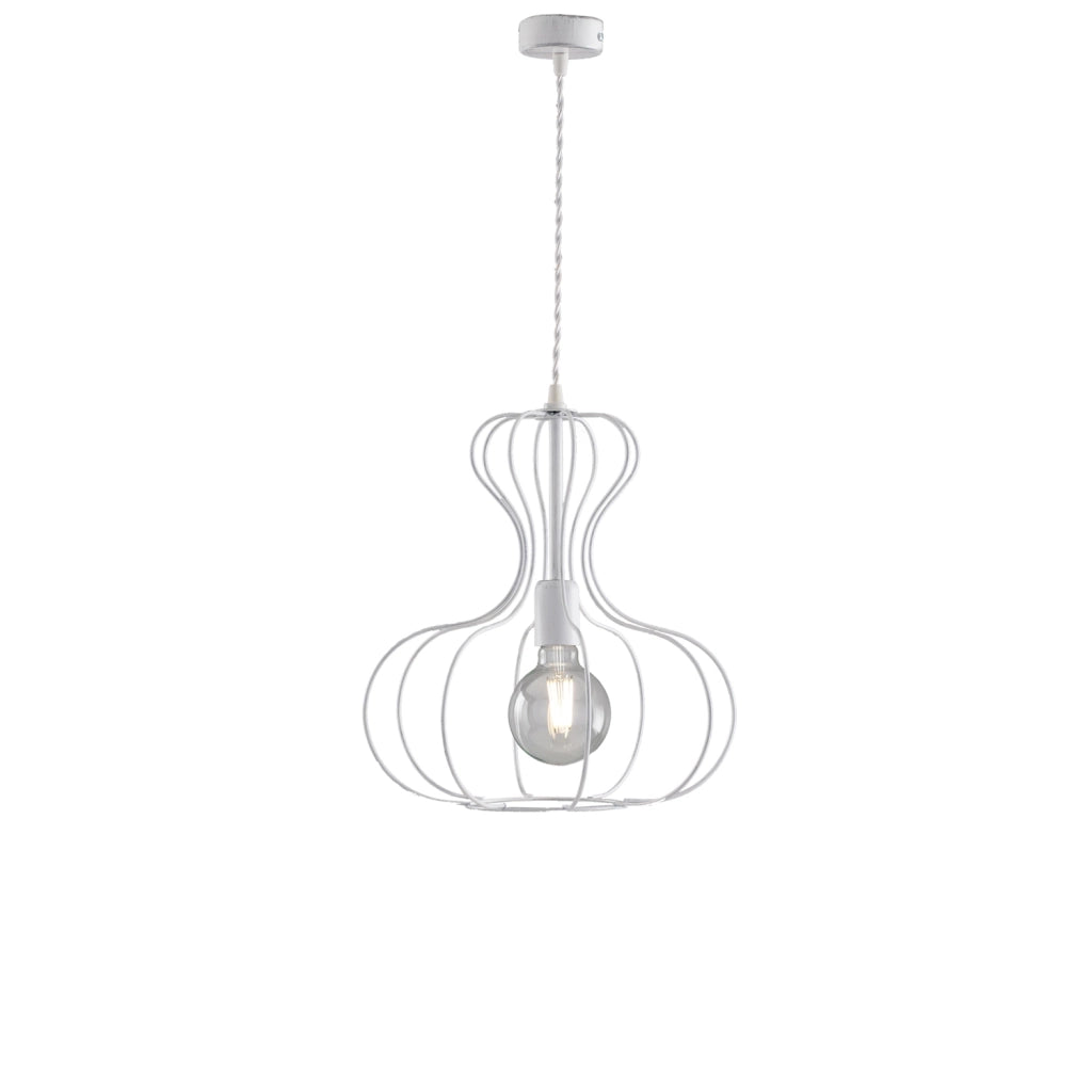 Sospensione Industrial Titty 1 Luce Ferro Laccato Bianco E Argento