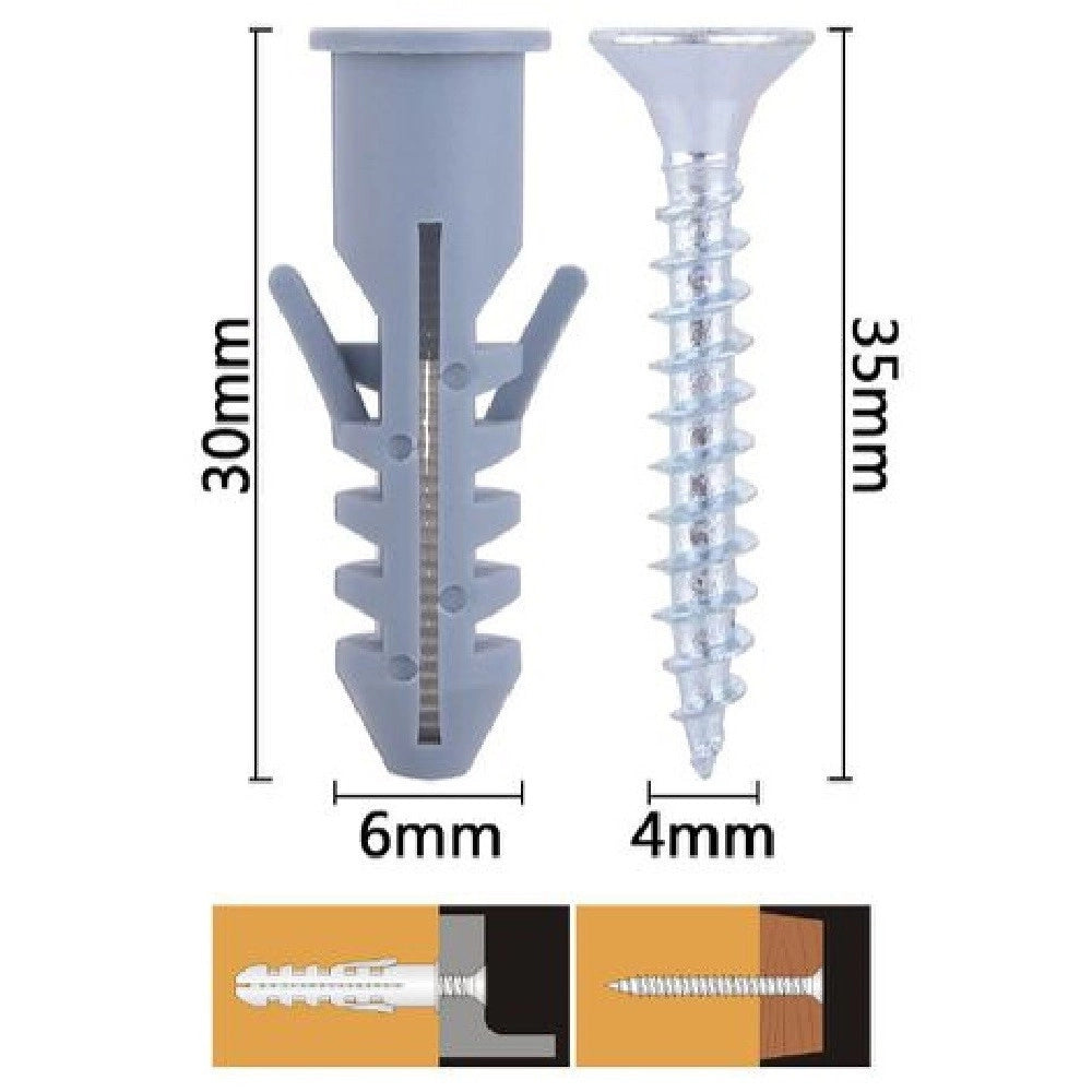 Trade Shop - Set 15pz Viti Vite Croce 4x35 Mm + Tasselli Con Alette Tassello M6 Fischer 57562 -