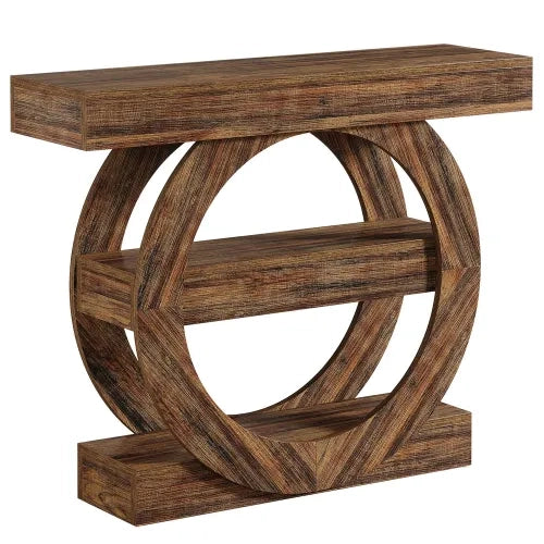 Consolle con 3 ripiani aperti; anti-ribaltamento - per ingresso - in legno - 105x30x85 cm - marrone