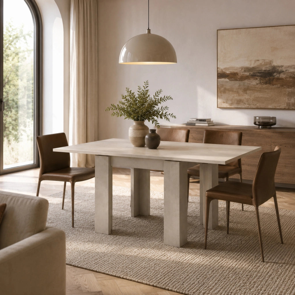 Tavolo Estensibile Moderno Da 4 A 8 Persone Con Struttura Solida Gambe Spesse Design Essenziale Apertura Centrale Perfetto Per Cucina O Sala Da Pranzo 90 X 90 / 180 X 90 Cm Cashmere