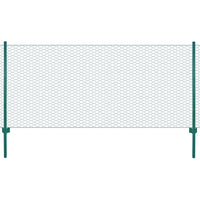 Rete per Recinzione con Pali in Acciaio 25x0,75 m Verde cod mxl 25324