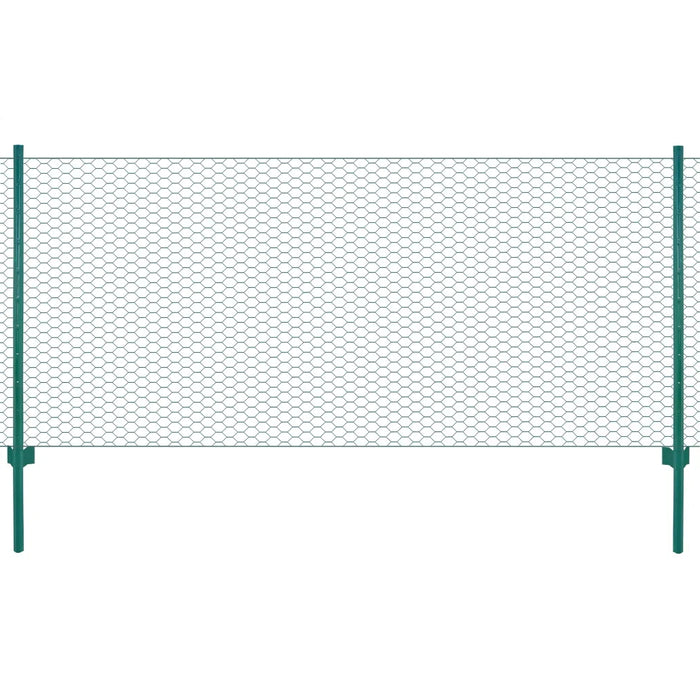 Rete per Recinzione con Pali in Acciaio 25x0,75 m Verde cod mxl 25324