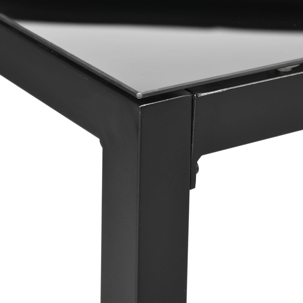 Easycomfort Tavolo da Giardino Rettangolare per 8 Persone in Alluminio e Vetro, 180x80x72cm, Nero