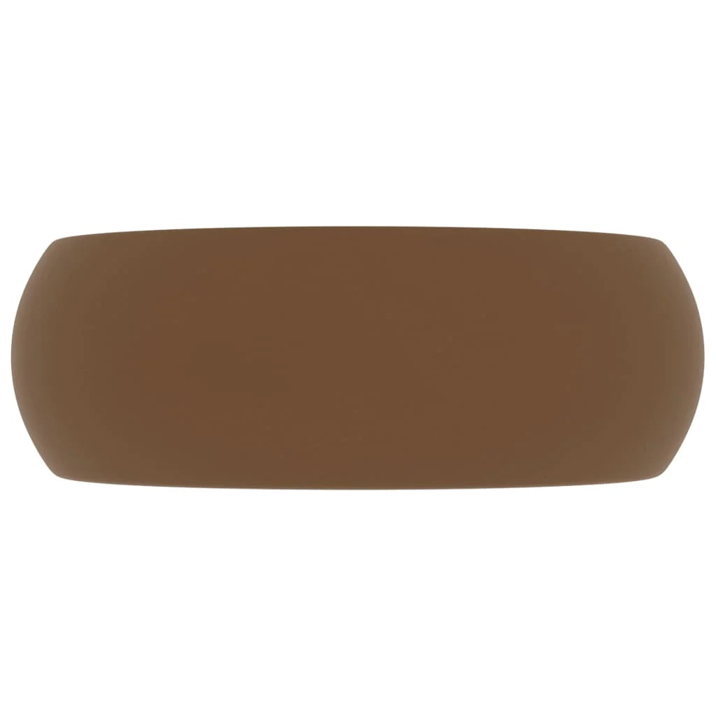 Lavabo rotondo di lusso da appoggio WC lavabo bagno cucina guardaroba interno casa 40x15 cm ceramica crema opaca 02_0002749