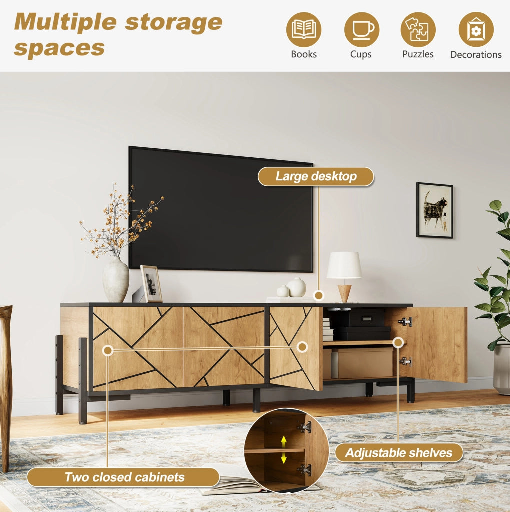 Mobile TV compatto con 4 ante e design geometrico