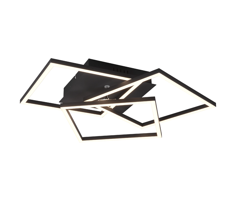 Plafoniera LED 3 quadrati, metallo, nero, L 39 cm, Mobile
