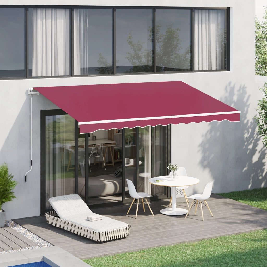 Toldo Manuale per Balcone Patio ¨C zephmum ¨C 395x245 cm Aluminio Poliestere Anti-UV Rosso