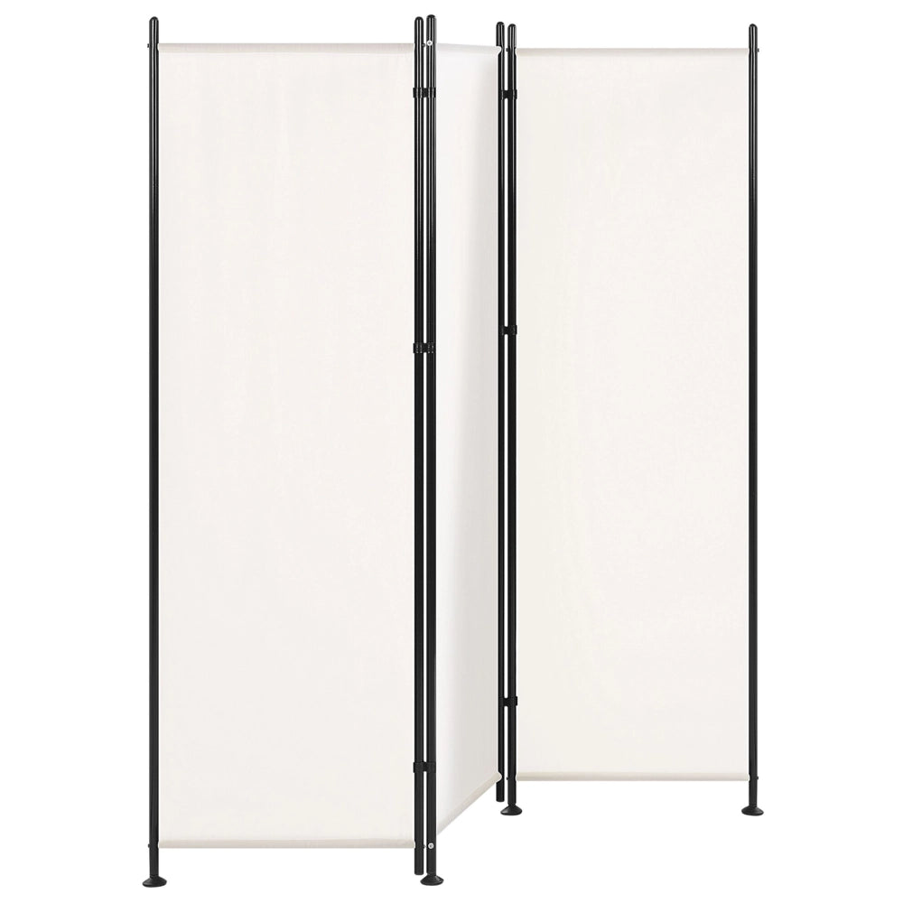 Divisorio Bianco Poliestere Nero Struttura In Acciaio 3 Pannelli Divisorio Schermo Decorativo
