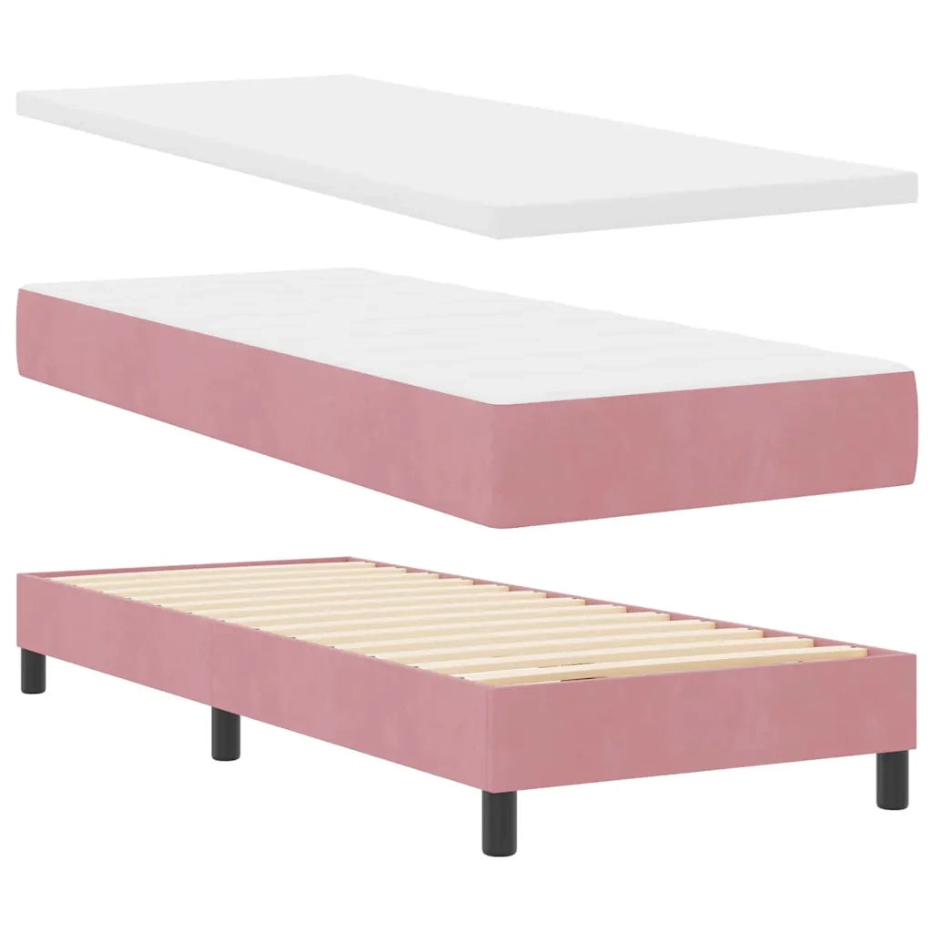 Letto a Sorgente LED con materasso Rosa 80 x 200 cm Velluto 3342685