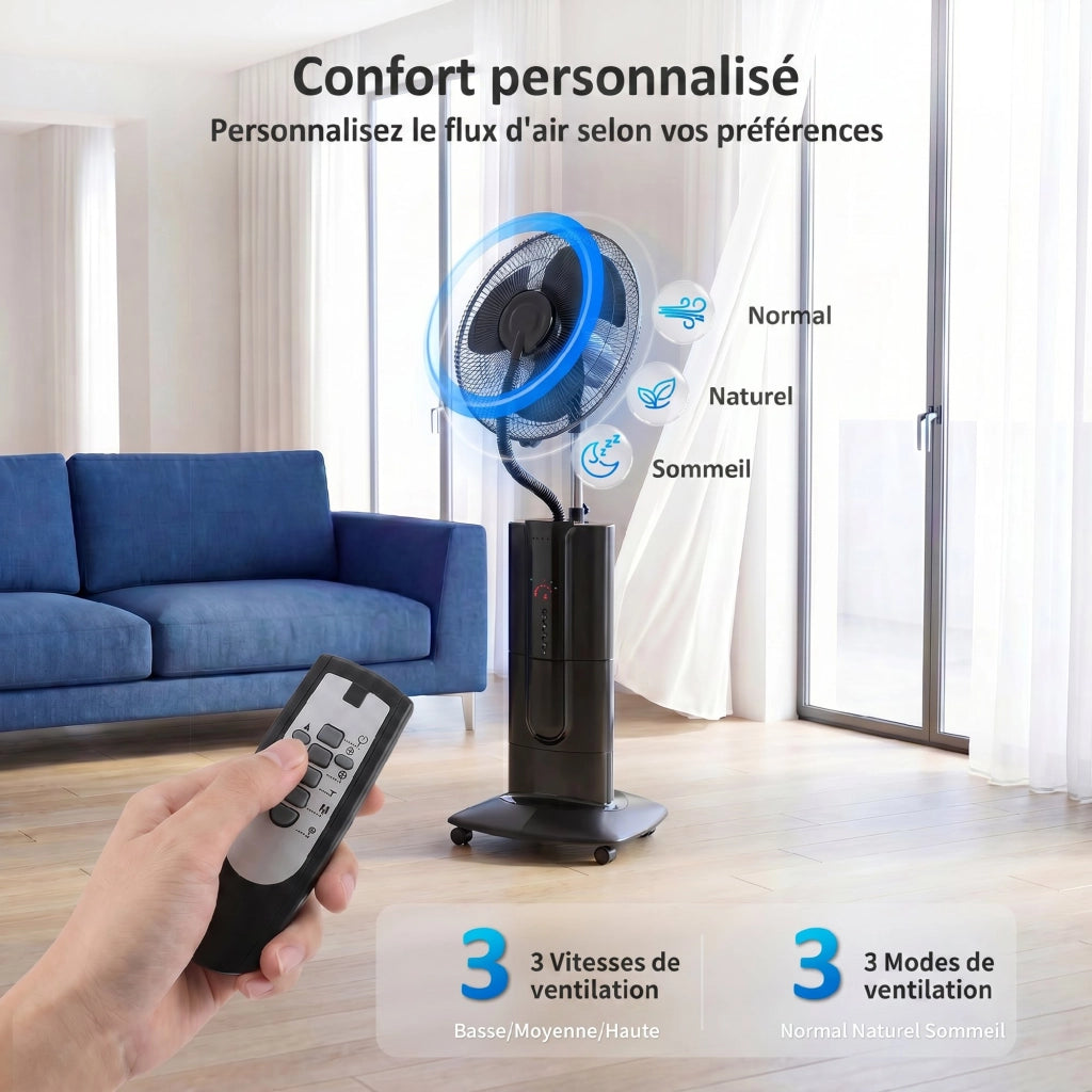 Ventilatore a colonna nebulizzatore ¨C zephmum ¨C nero 130 cm 100 W