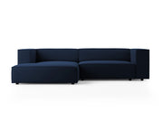Cosmopolitan Design - Divano angolare sinistro "Arendal" 3 posti in velluto blu reale 
