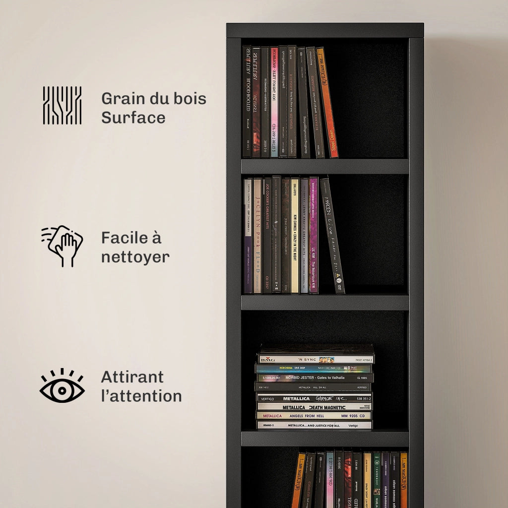 Mobile porta CD DVD ¨C Xylo ¨C 12 scomparti, capacit¨¤ 204 CD, nero 21x20x175 cm