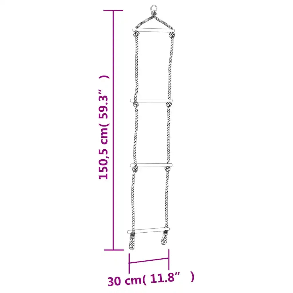 Scala Corda con Maniglie Sicurezza Parco Giochi 30x150,5 cm PE 91775