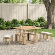 Set da Pranzo per Giardino con cuscino 3 pcs Naturale e Bianco 42026757
