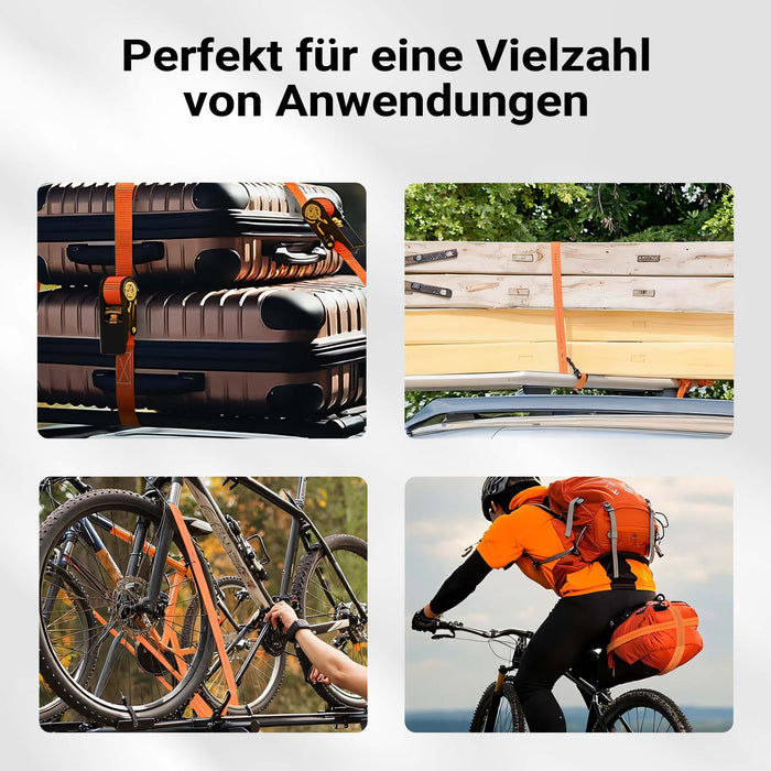 Cinghia di ancoraggio a cricchetto Set 4 cinghie di fissaggio 6 m 3000 daN