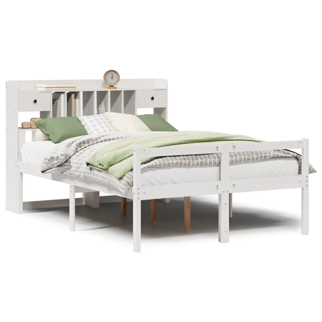 Letto Libreria senza Materasso Bianco 160x200 cm Legno di Pino 3322060