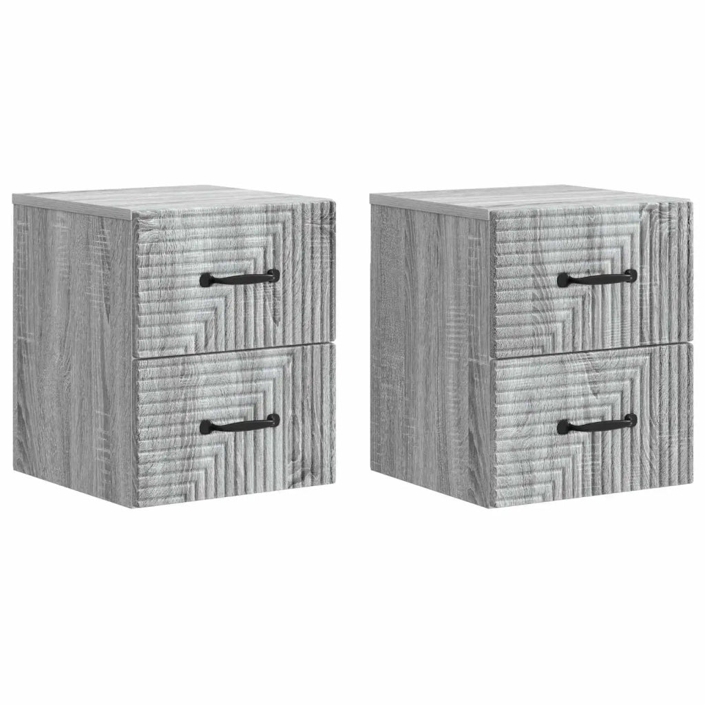 Mobiletto da notte a muro 2 pcs Grigio Sonoma 34,5 x 33 x 40 cm 898648