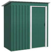 Casetta Porta Attrezzi con Tetto Inclinato e Porta Scorrevole 163x89x182 cm in Acciaio Zincato Verde