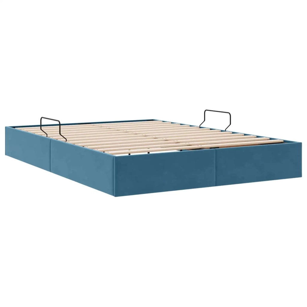 Letto ottomano con archiviazione Blu Scuro 140 x 190 cm Velluto