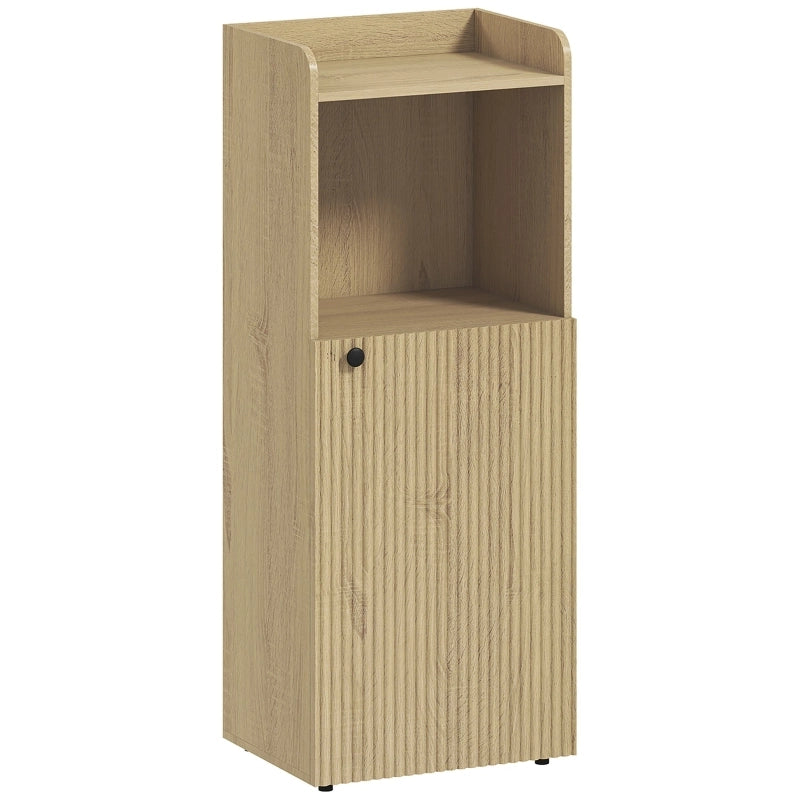 Mobile bagno stretto con anta, ripiano aperto e mensola regolabile, 40x31x104 cm, rovere