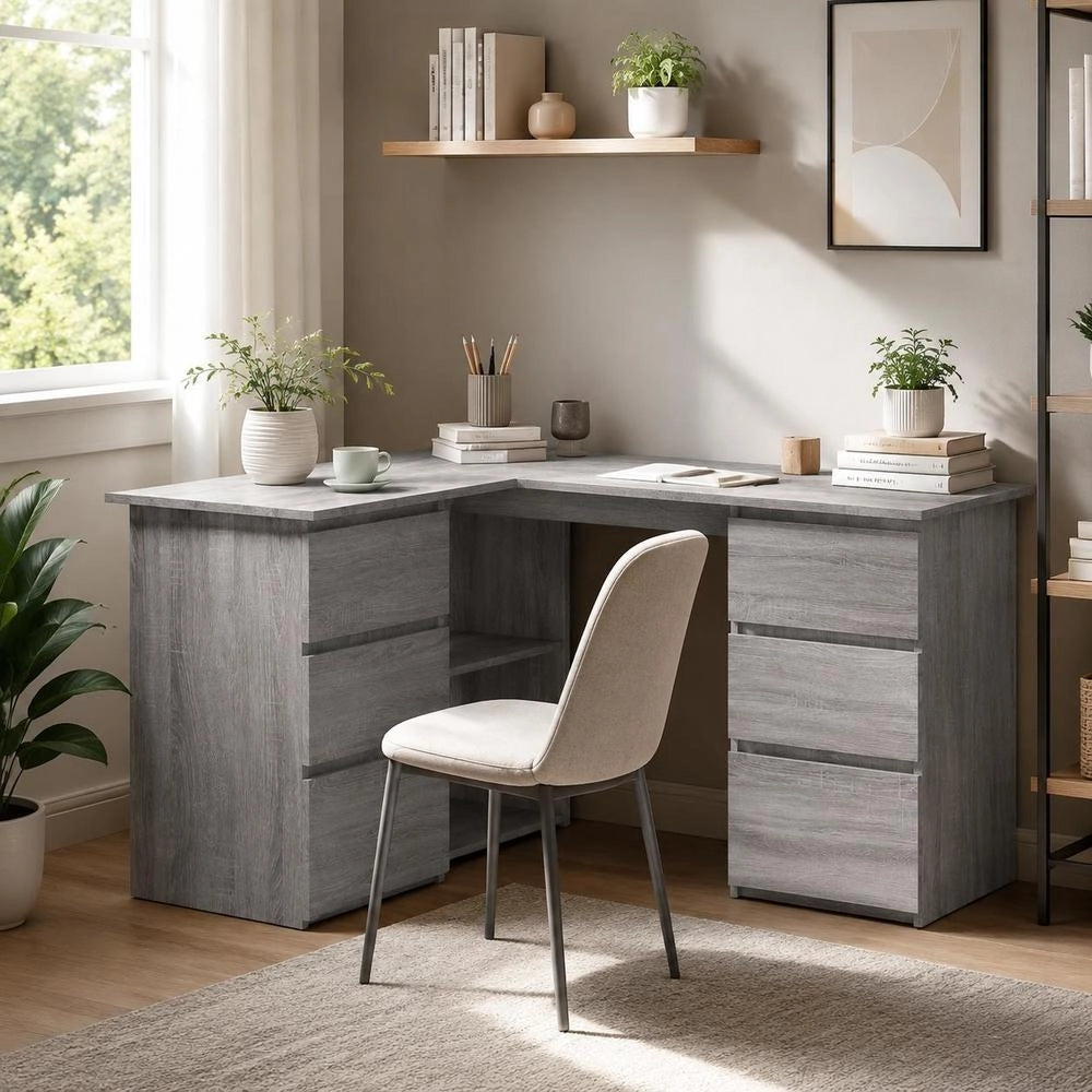 Corner Desk Grey Sonoma 145x100x76 Cm Wood Material
