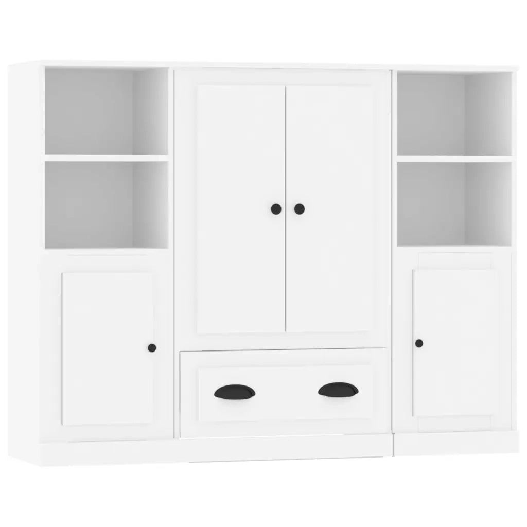 Credenze 3 pz | Madia | Buffet da pranzo | Armadio da pranzo Bianche in Legno Multistrato