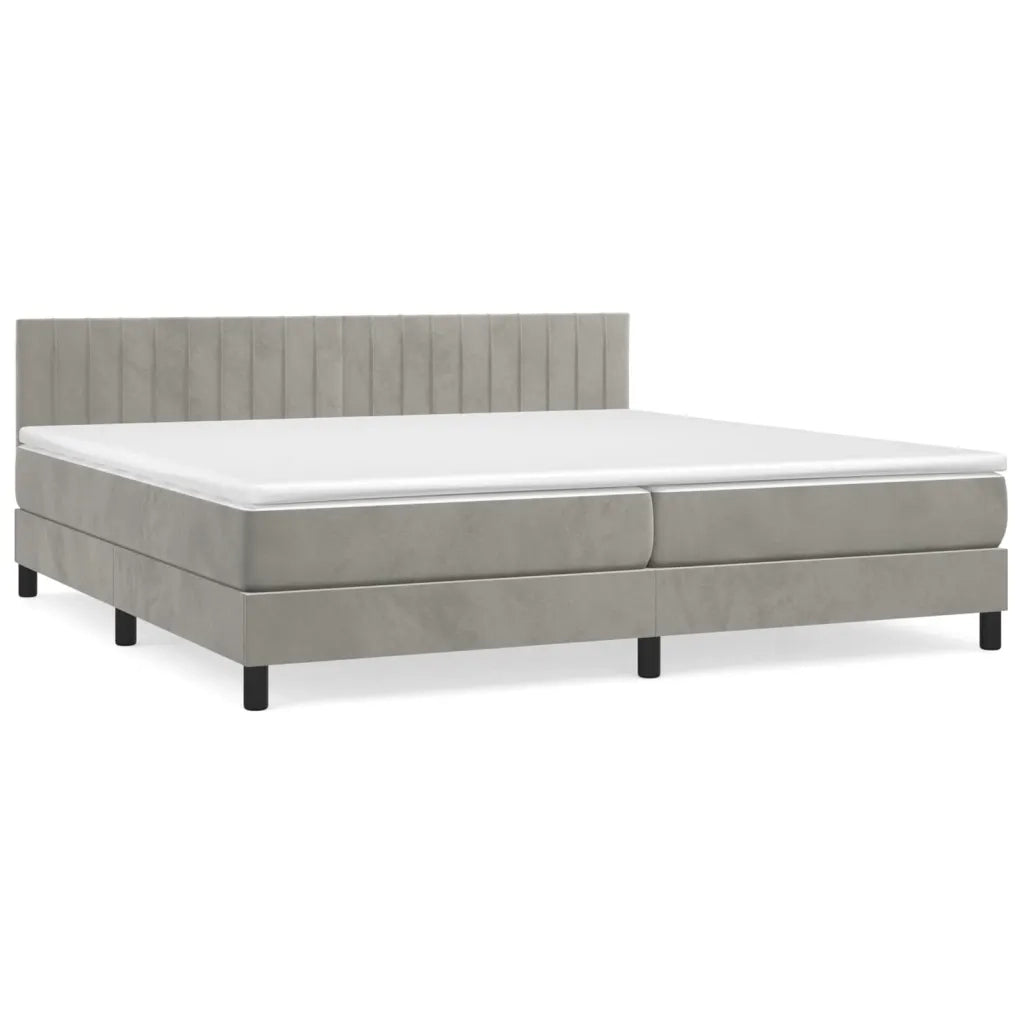 Giroletto a Molle con Materasso Grigio Chiaro 200x200cm Velluto 3141443
