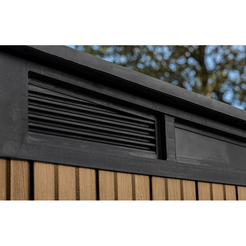 Casetta da giardino in resina effetto legno EVOTECH+ 279x218 cm - pavimento e doppia porta - carico neve 150 kg/m² – Pent 9x7 Signature Venetian - Keter