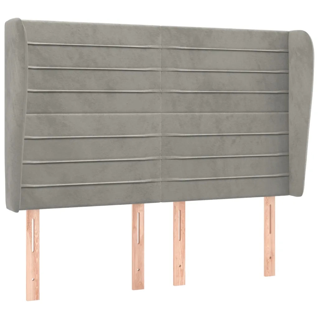 Testiera ad Orecchio Grigio Chiaro 147x23x118/128 cm in Velluto 3118144