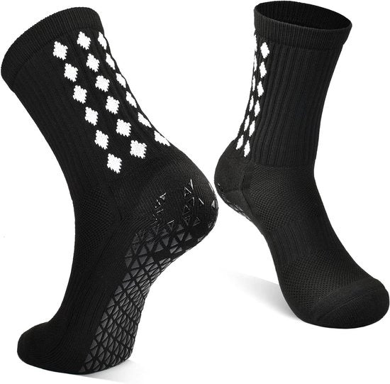 Calzini da calcio per donne e uomini con presa antiscivolo, ammortizzazione anti-scottatura e design respirante - Adatto per sport come calcio, pallacanestro, corsa, yoga e camminata (Nero)