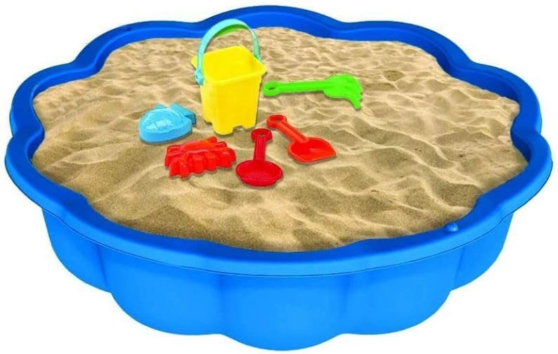sabbiera per bambini con coperchio grande gatto plastica bambini con coperchio azzurro misure 76 cm di diametro 21 cm al