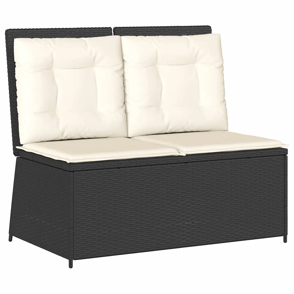 vidaXL Panchina da giardino con cuscino Nero Poly Rattan